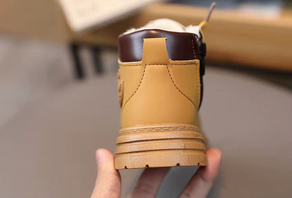 Girls Boots Boys Lace Up Side Zipper Ankle Boots Outdoor Comfortable Non Slip Winter Ankle Booties for Toddler