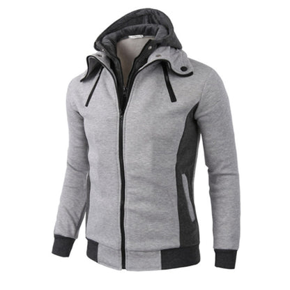 Hoodie Double Zipper Jacket Cardigan Casual Sports Men&