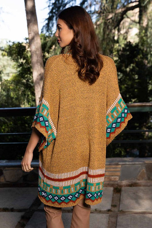 Kachina Patterned Knitted Cardigan Style Ruana