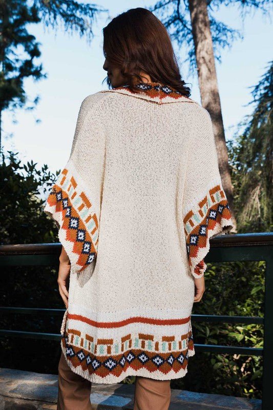 Kachina Patterned Knitted Cardigan Style Ruana