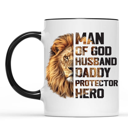 Man of God Coffee Mug with Bible Verse &amp; Lion