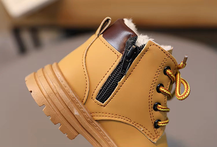 Girls Boots Boys Lace Up Side Zipper Ankle Boots Outdoor Comfortable Non Slip Winter Ankle Booties for Toddler