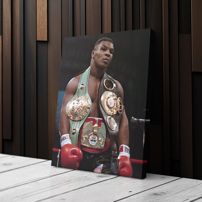 Mike Tyson Canvas – Boxing Champion with Belts Wall Art Home Decor