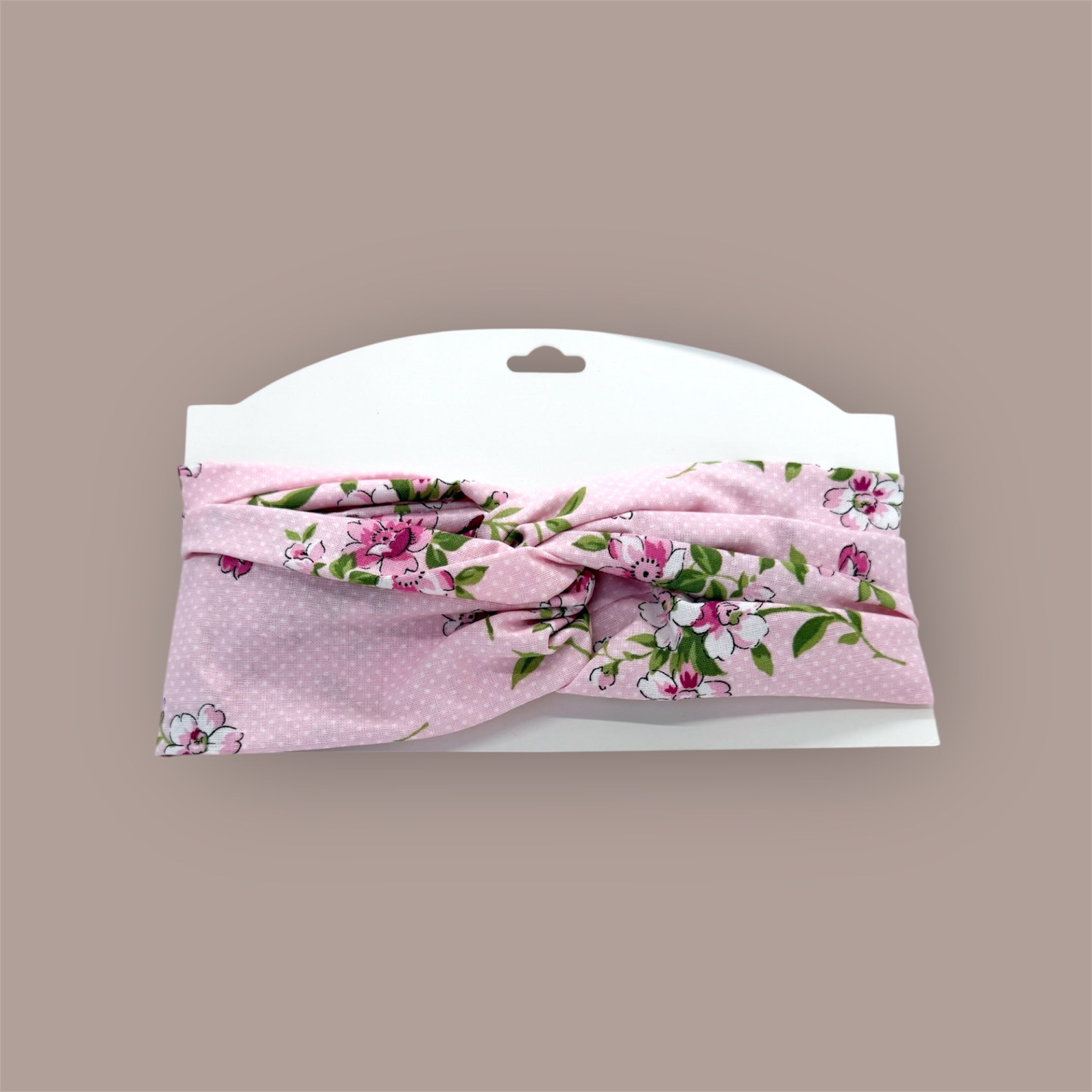 Cotton Twist Headband - Pink Floral Pattern