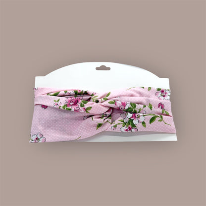 Cotton Twist Headband - Pink Floral Pattern