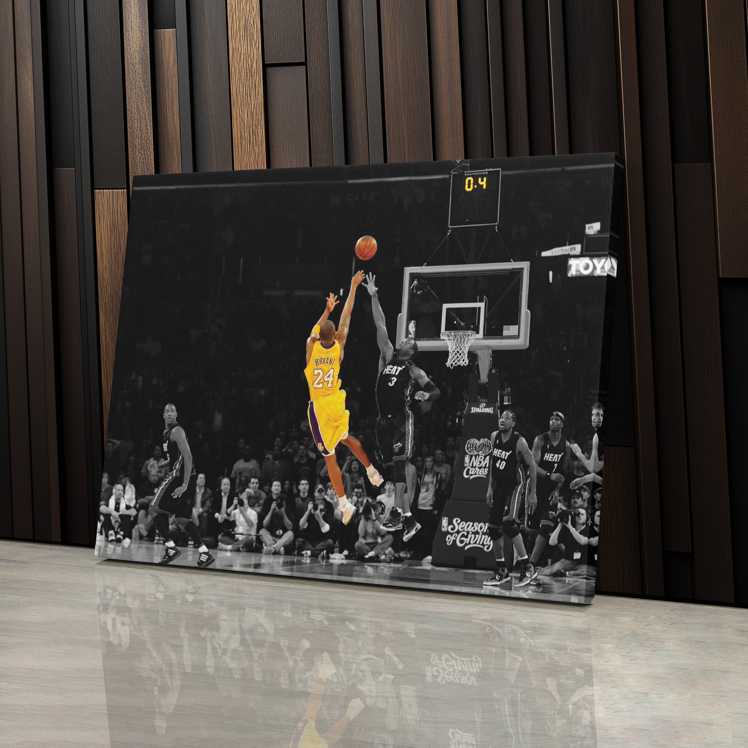 Kobe Bryant Lakers Buzzer Beater vs Miami Heat Canvas Wall Art Decor - NBA Iconic Art
