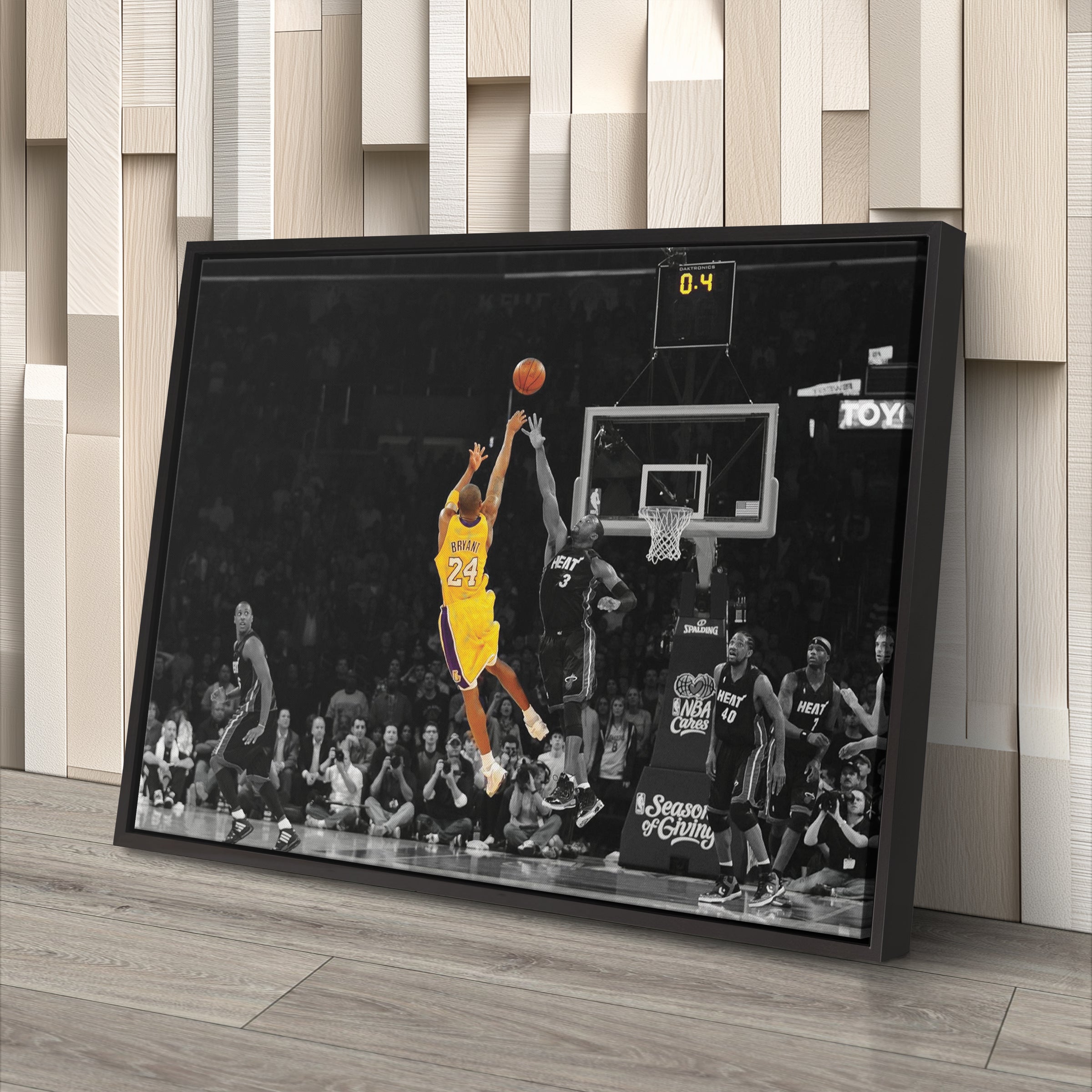 Kobe Bryant Lakers Buzzer Beater vs Miami Heat Canvas Wall Art Decor - NBA Iconic Art