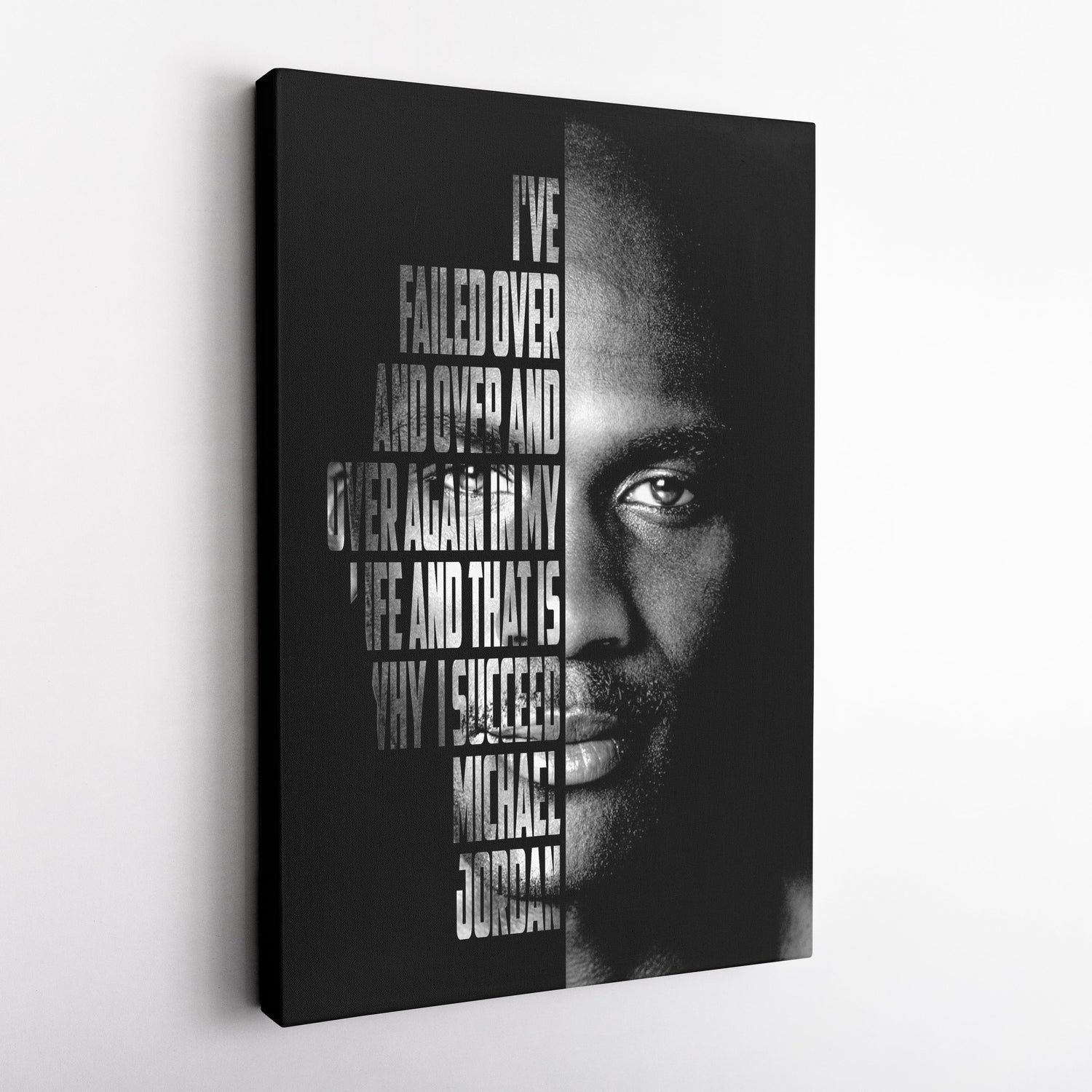 Michael Jordan Face Canvas Art - Motivational NBA Poster Wall Decor