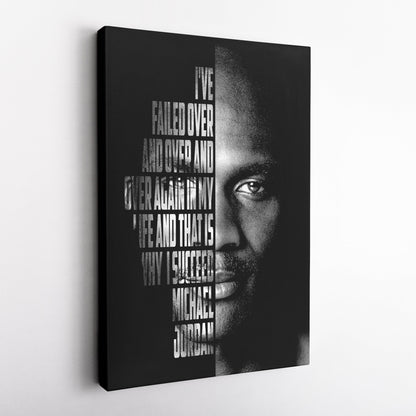 Michael Jordan Face Canvas Art - Motivational NBA Poster Wall Decor