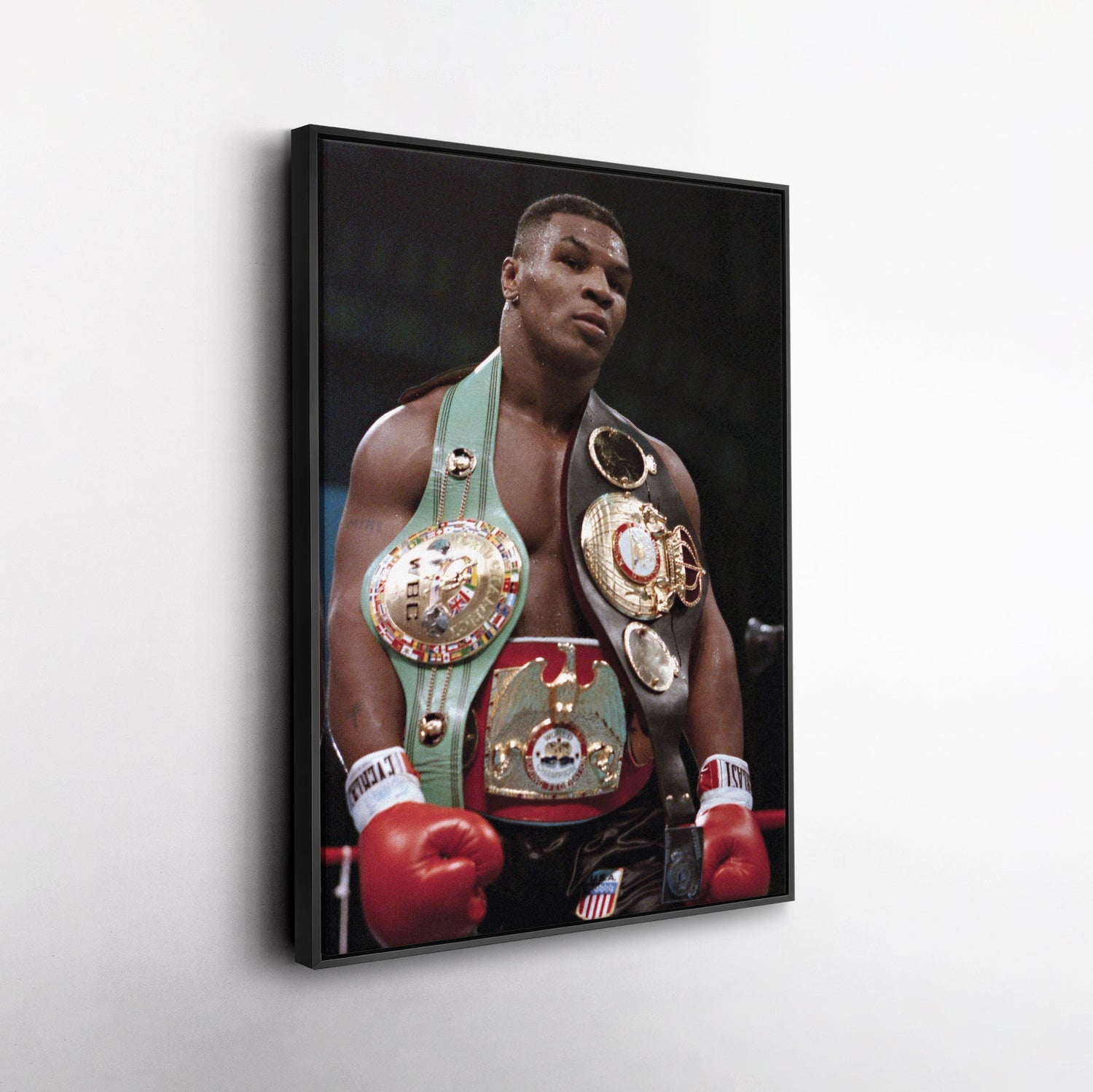 Mike Tyson Canvas – Boxing Champion with Belts Wall Art Home Decor