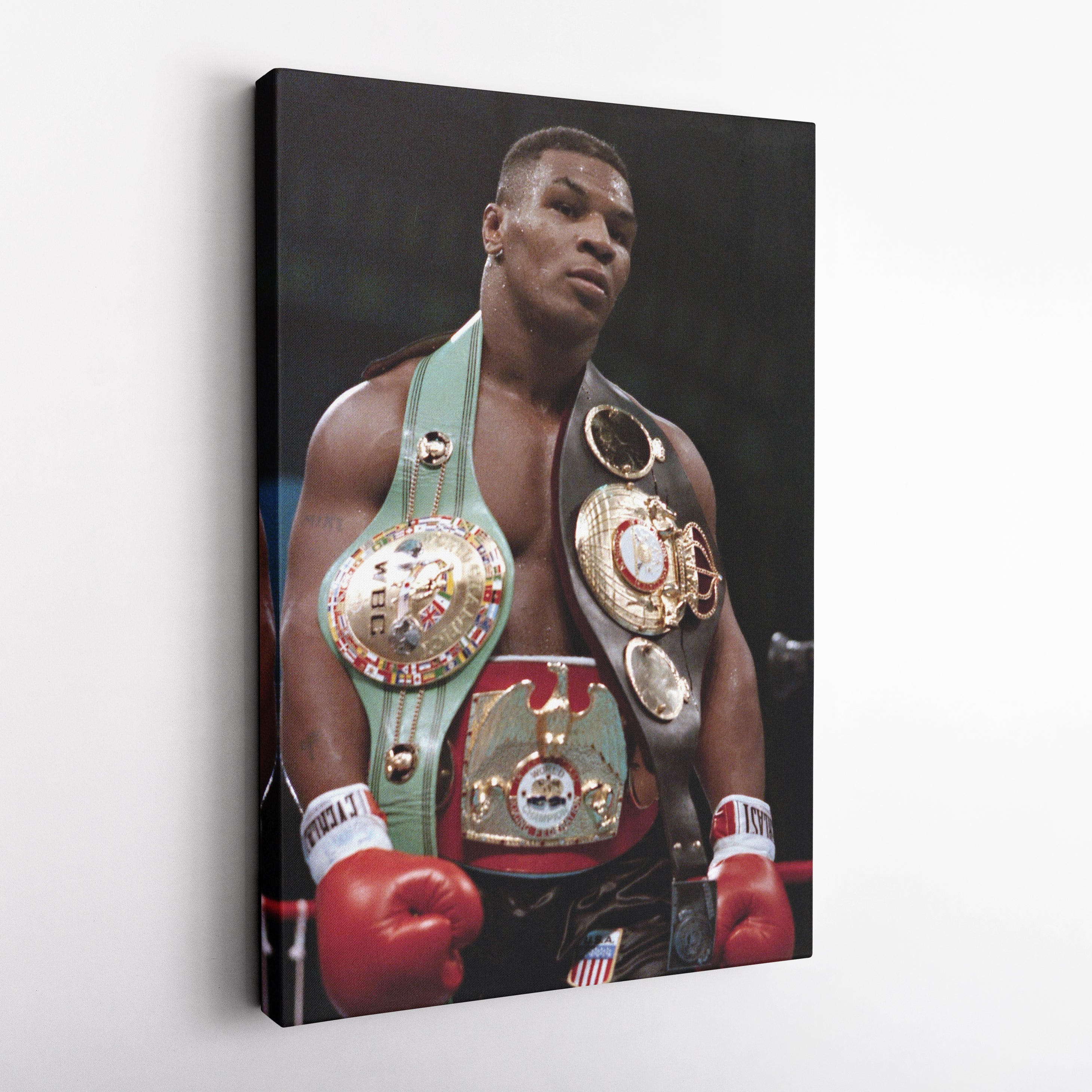 Mike Tyson Canvas – Boxing Champion with Belts Wall Art Home Decor