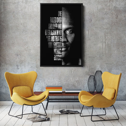 Michael Jordan Face Canvas Art - Motivational NBA Poster Wall Decor