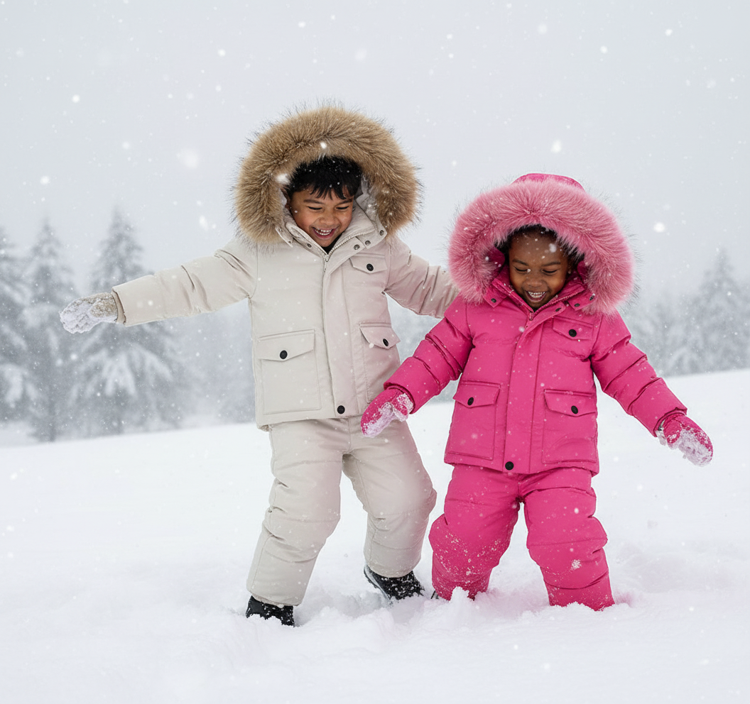 Boys Girls Snowsuit 2-Piece Snowsuit Puffer Jacket and Snow Pants Winter Waterproof Insulated Hooded Outdoor Ski Suit