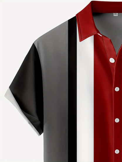 Mens 3D Stripe Lightweight Summer Casual Button Shirt