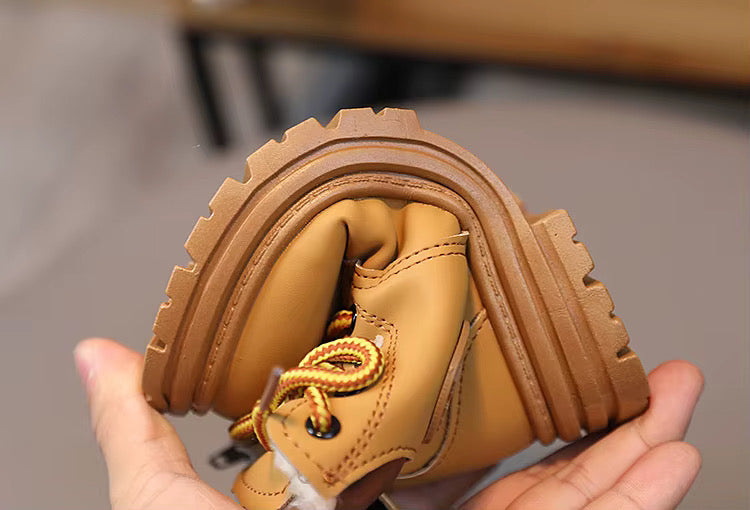 Girls Boots Boys Lace Up Side Zipper Ankle Boots Outdoor Comfortable Non Slip Winter Ankle Booties for Toddler