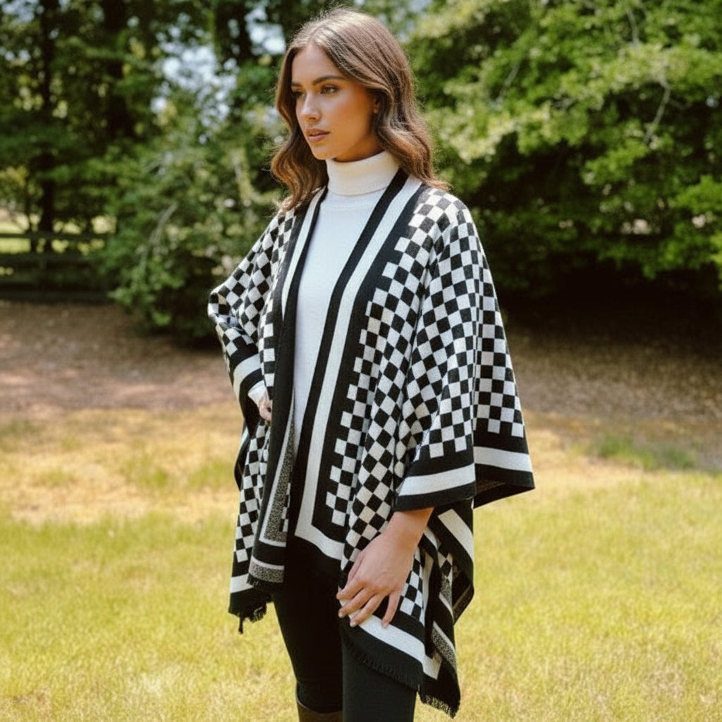 Checker Chic Ruana