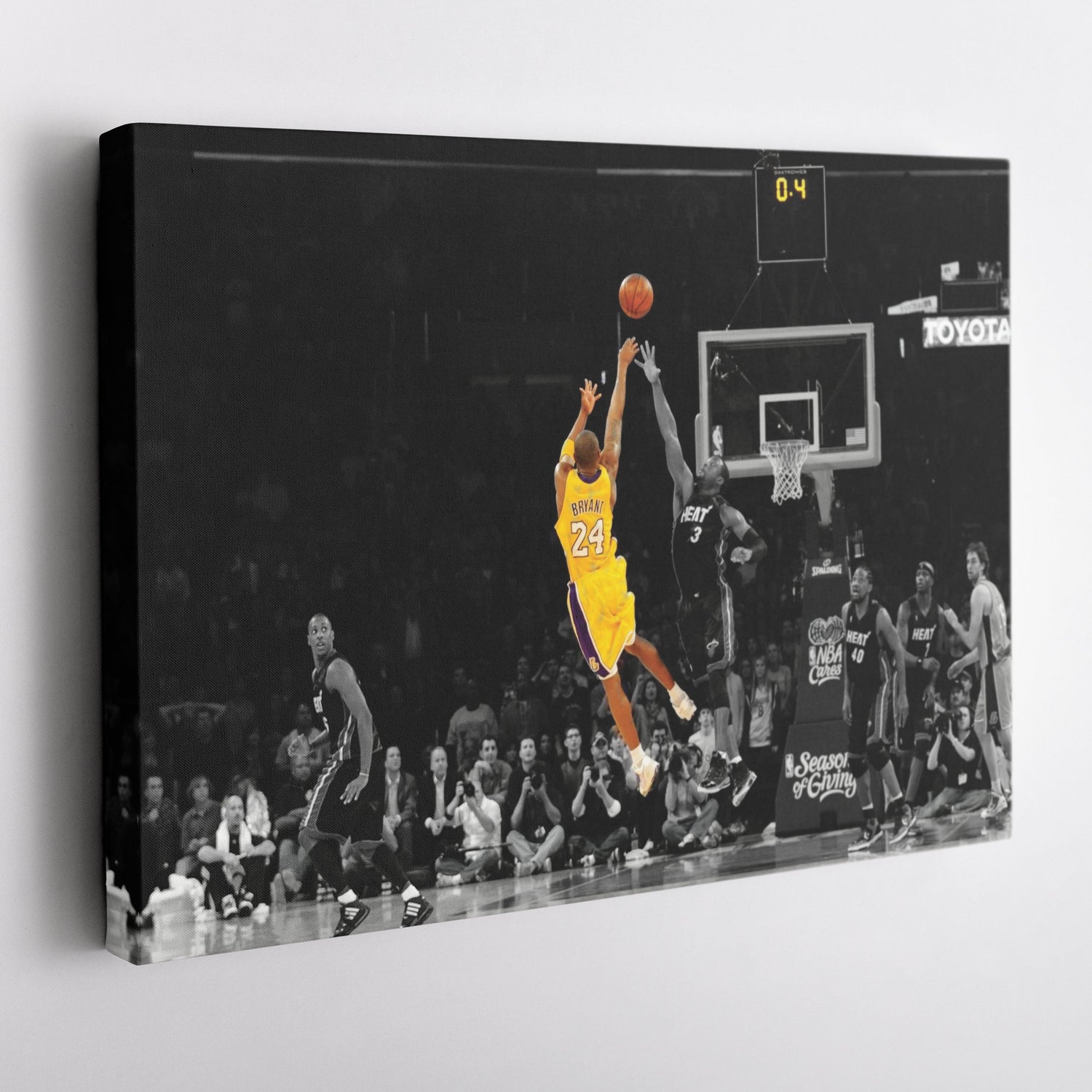 Kobe Bryant Lakers Buzzer Beater vs Miami Heat Canvas Wall Art Decor - NBA Iconic Art