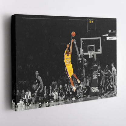 Kobe Bryant Lakers Buzzer Beater vs Miami Heat Canvas Wall Art Decor - NBA Iconic Art