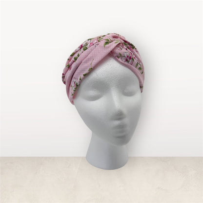 Cotton Twist Headband - Pink Floral Pattern