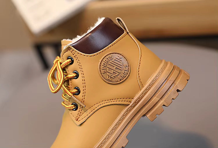 Girls Boots Boys Lace Up Side Zipper Ankle Boots Outdoor Comfortable Non Slip Winter Ankle Booties for Toddler