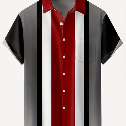 Mens 3D Stripe Lightweight Summer Casual Button Shirt