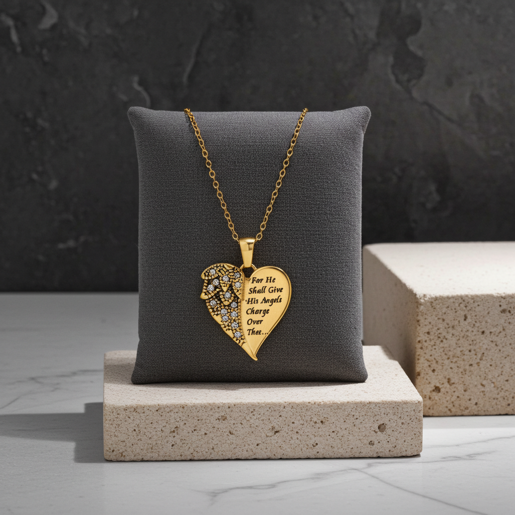 Gold Heart Marquisette Heart Necklace
