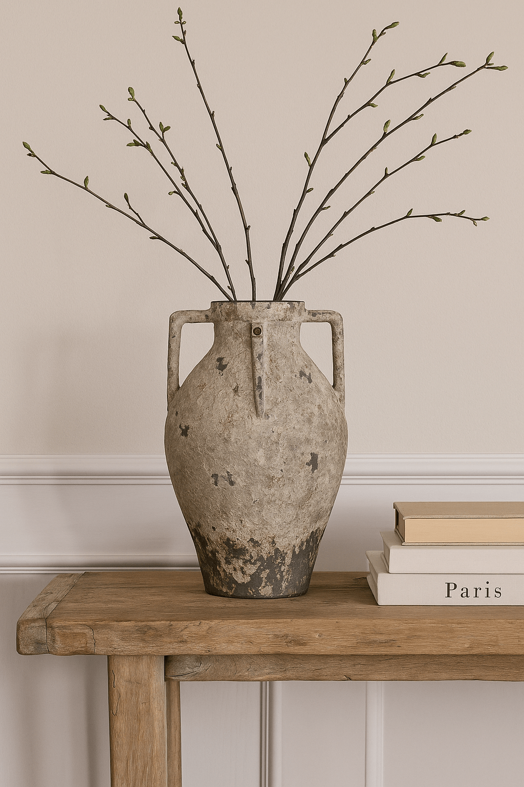 Found Metal Urn with Handles – Vintage-Inspired