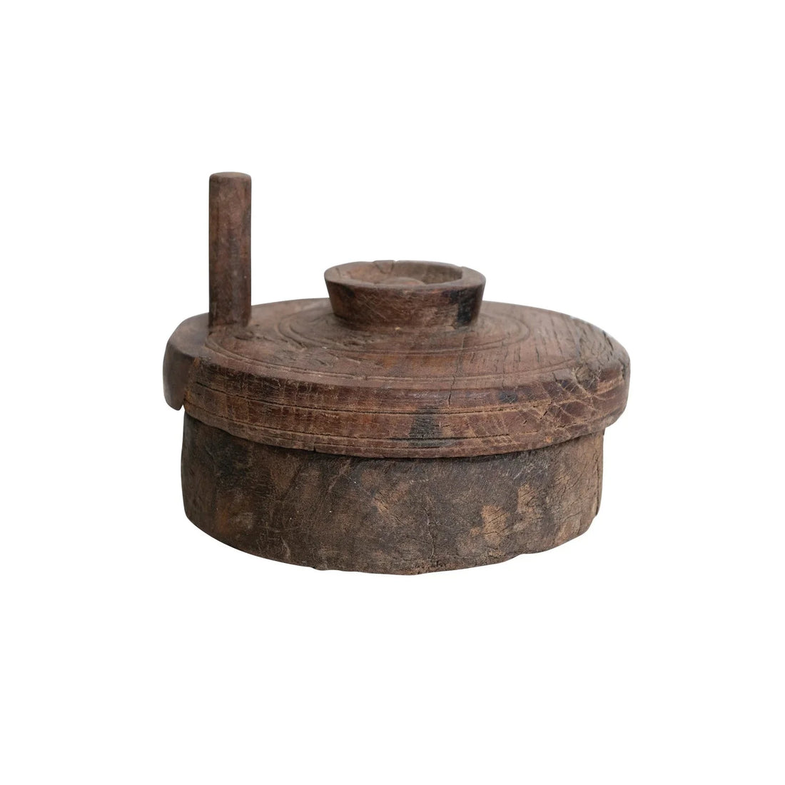Reclaimed Wood Spice Grinder with Lid – Decorative Accent