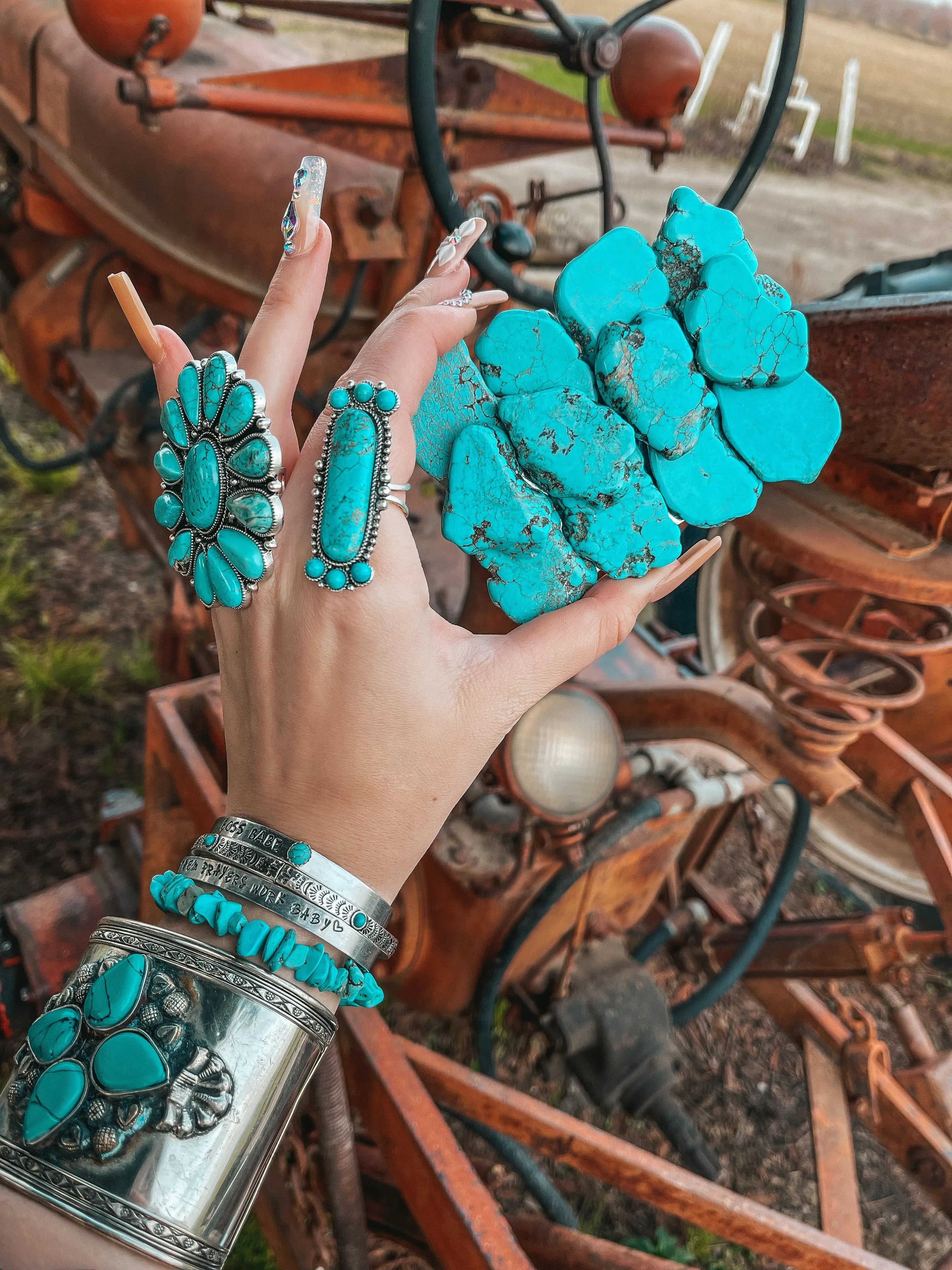 Turquoise Natural Stone Belt Buckle Haute Southern Hyde