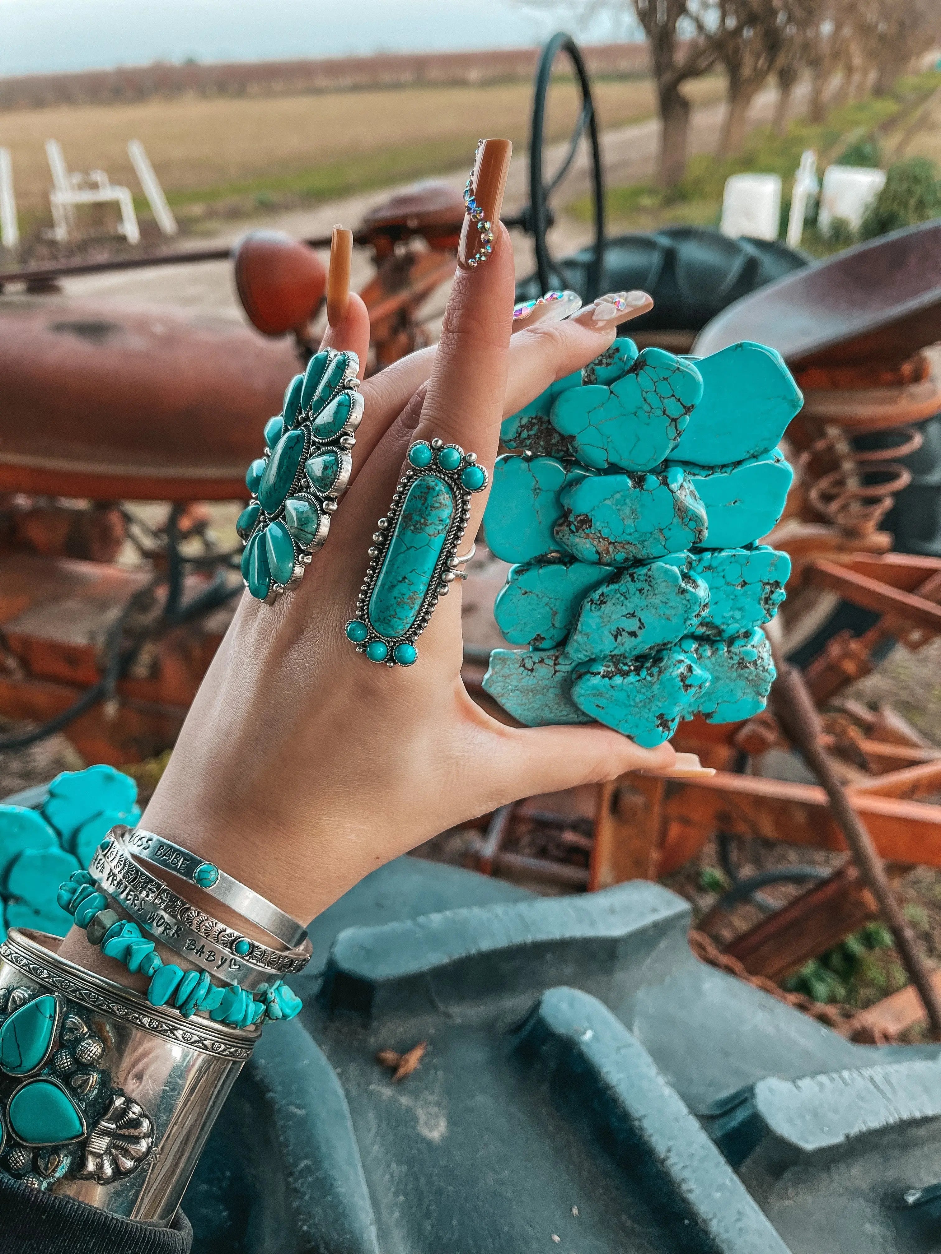 Turquoise Natural Stone Belt Buckle Haute Southern Hyde