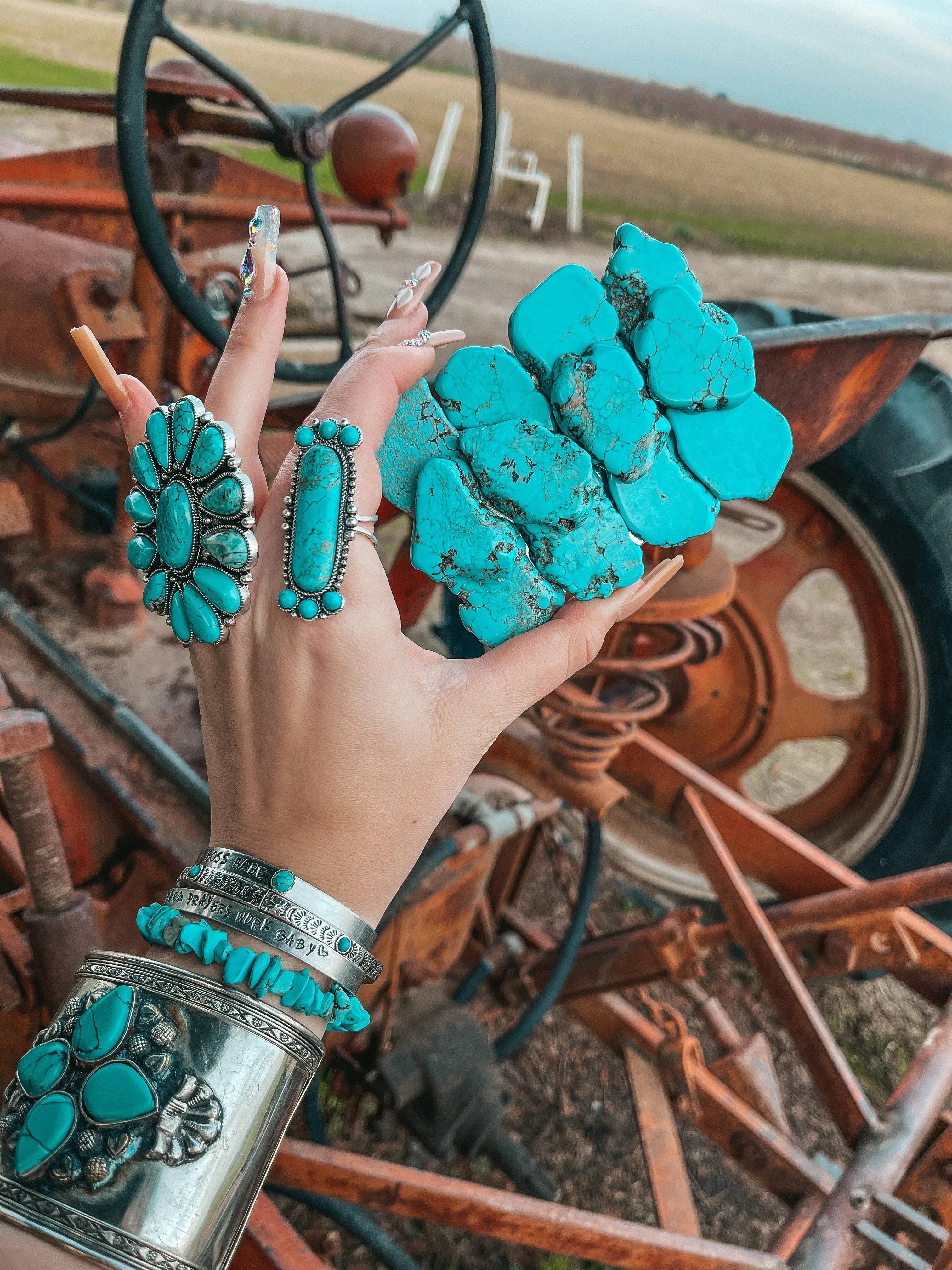 Turquoise Natural Stone Belt Buckle Haute Southern Hyde