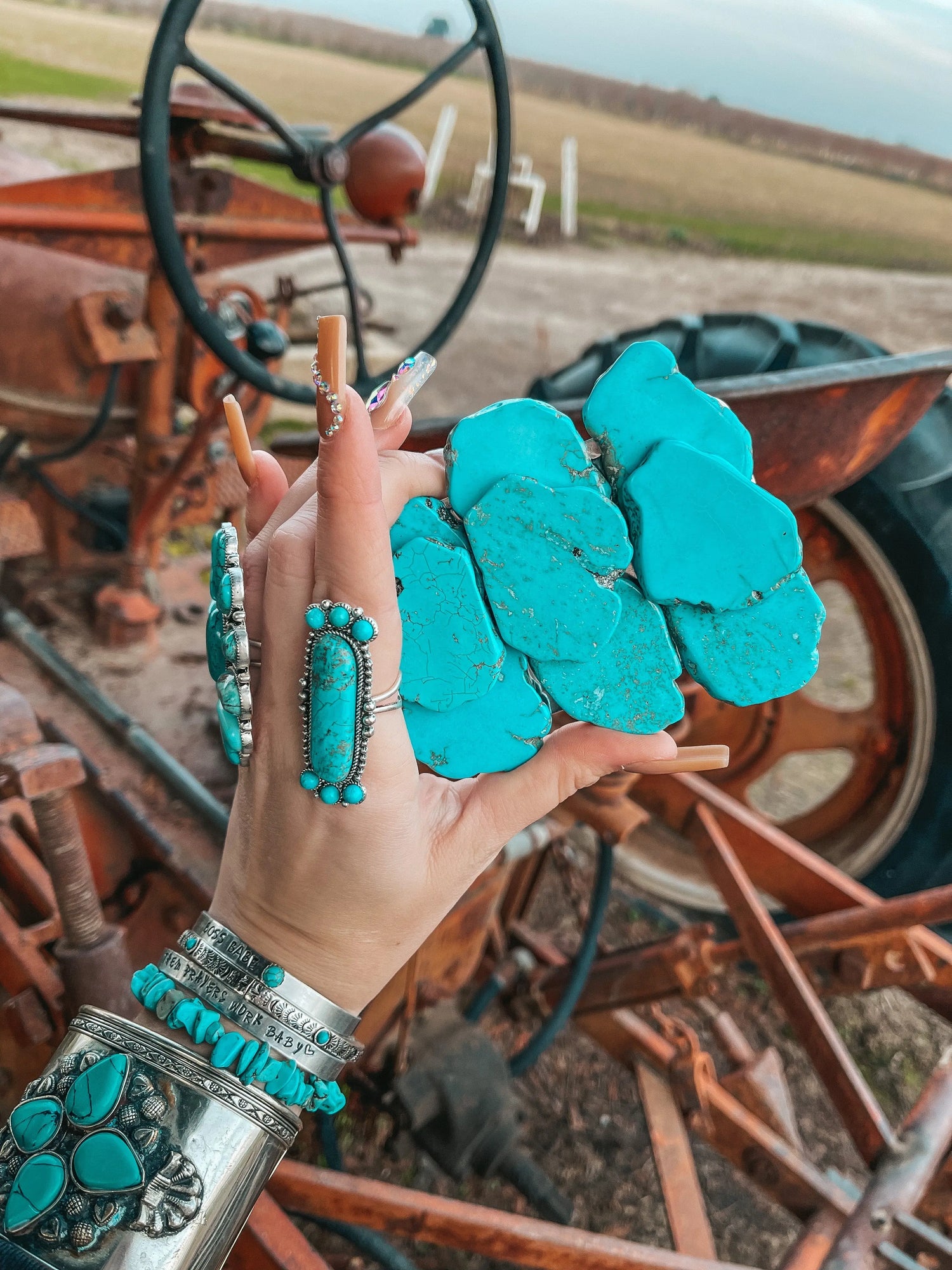 Turquoise Natural Stone Belt Buckle Haute Southern Hyde