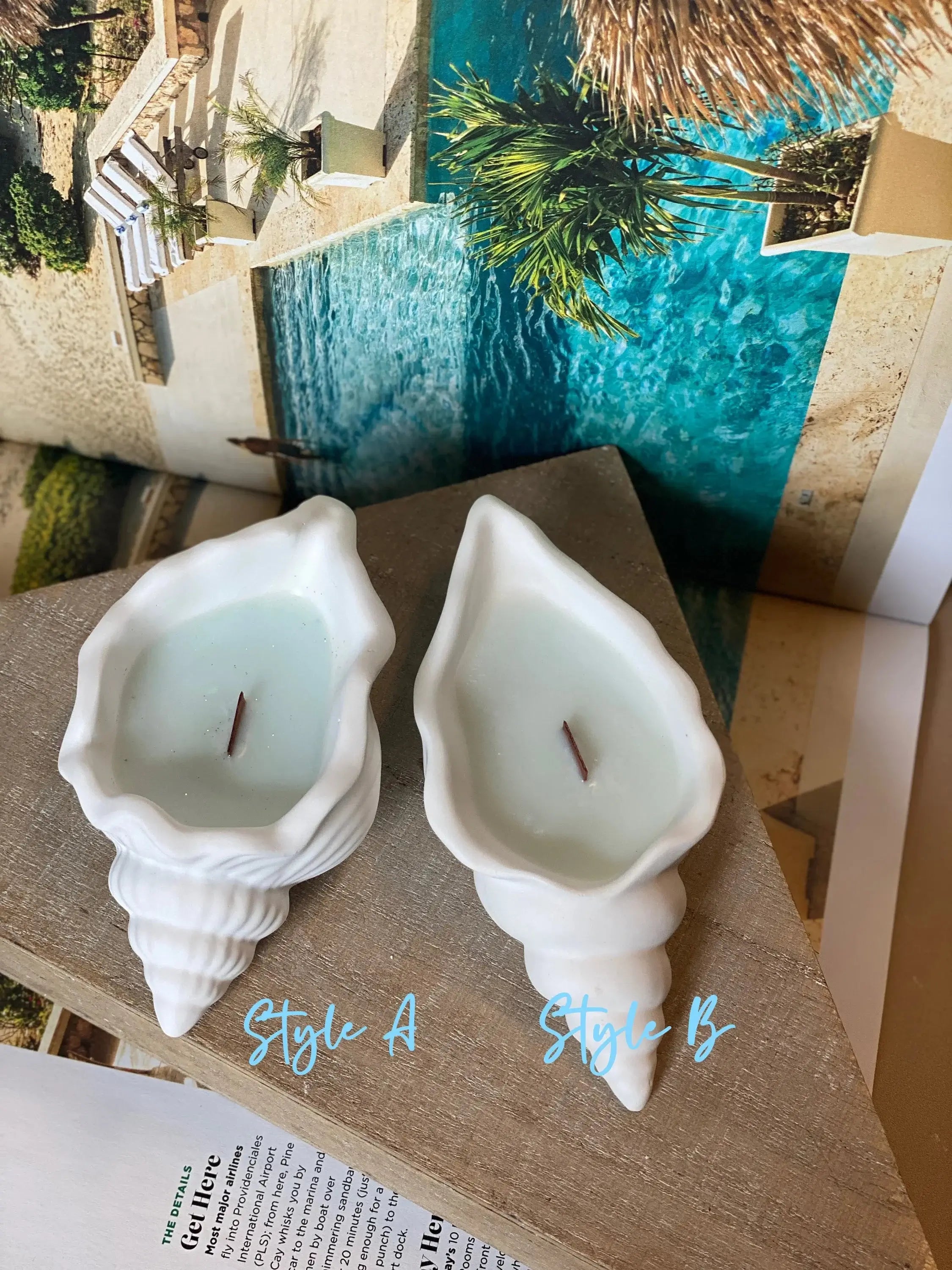Zebulun Ocean’s Whisper Candle in Jesmonite Shell – Coastal Calm at Home