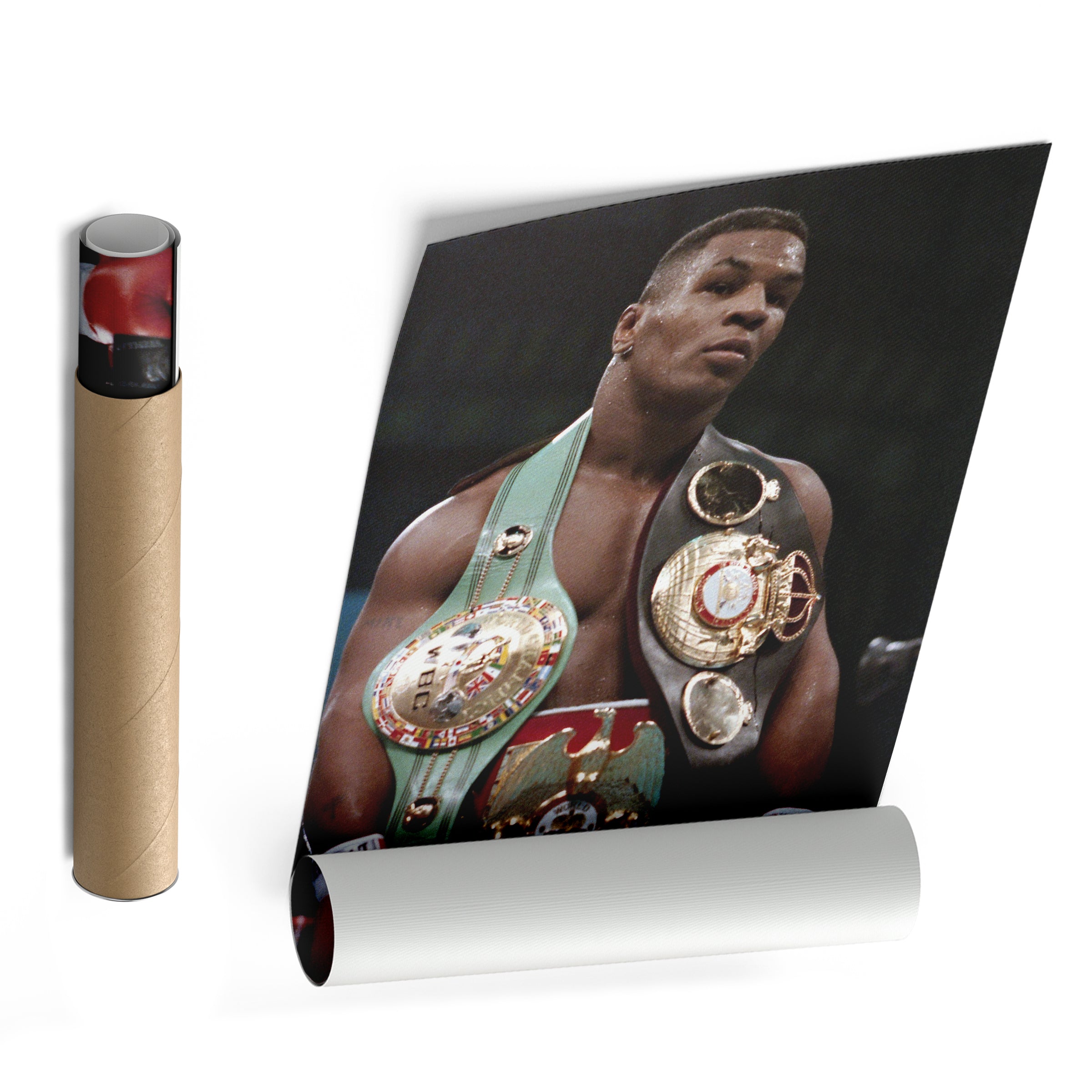 Mike Tyson Canvas – Boxing Champion with Belts Wall Art Home Decor