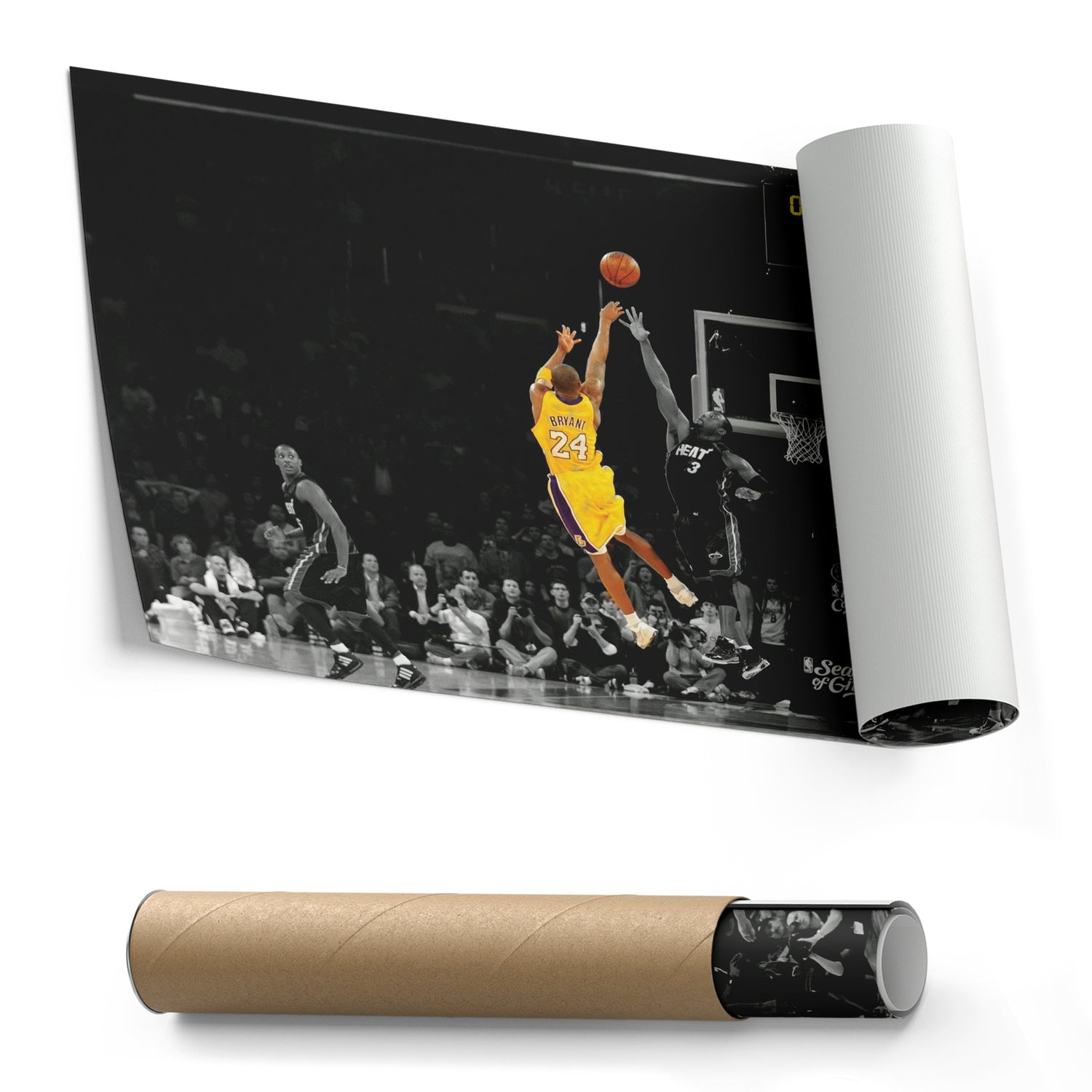 Kobe Bryant Lakers Buzzer Beater vs Miami Heat Canvas Wall Art Decor - NBA Iconic Art
