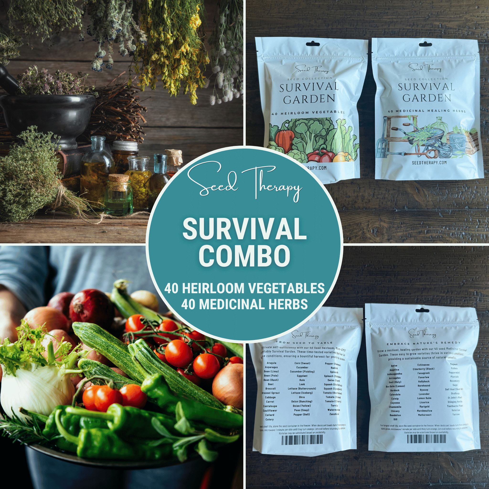 Survival Garden Combo – 40 Vegetable &amp; 40 Medicinal Herb Varieties