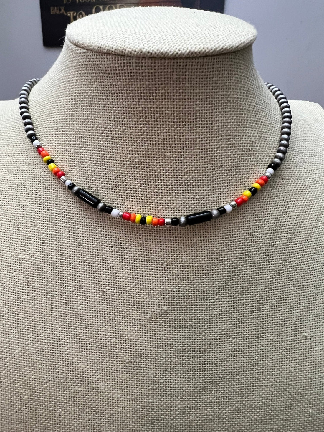 Native Cylinder Seed Beed Choker - 15 inch + 3